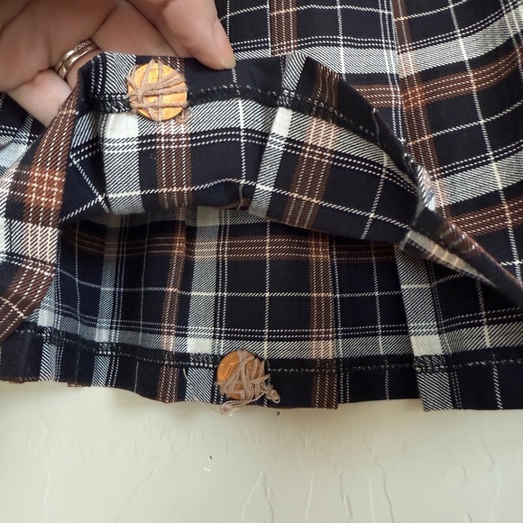 Urban Outfitters Plaid Pleated Mini Skirt Fall Halloween Black Orange Academia M - Picture 6 of 13